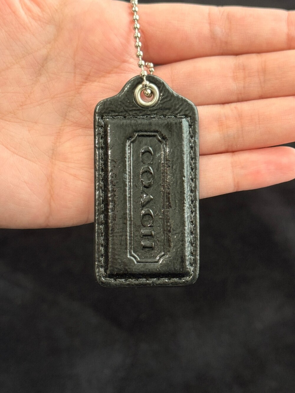 2.5" Y2K Coach Leather Key Fob Keychain Hang Tag Hangtag
